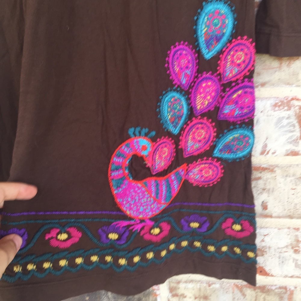 Johnny Was Embroidered Peacock Smocked Boho Dress - Picture 8 of 16